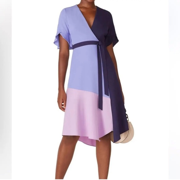 Anthropologie x Hutch Colorblock Faux Wrap Midi dress women sizes: S, M - Picture 1 of 7